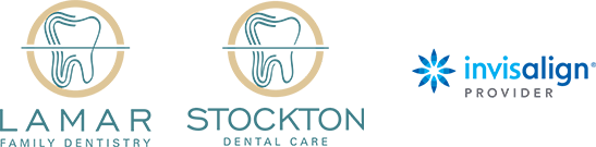 Lamar and Stockton Dentistry logos and Invisalign logo