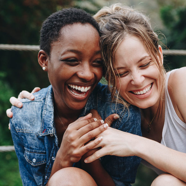 young friends laughing